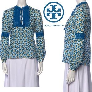 Tory Burch Lace Peasant Blouse Top